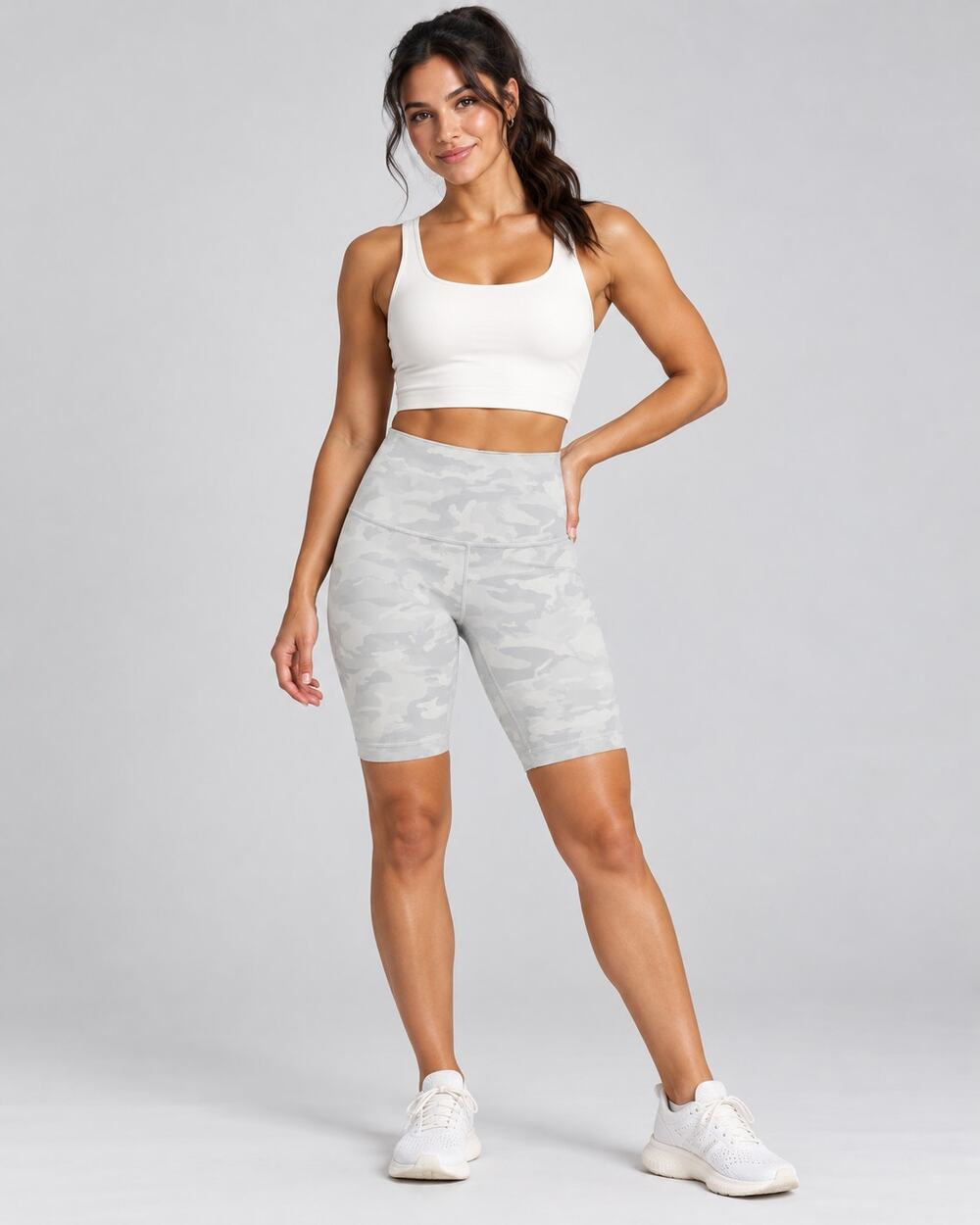 Lululemon Wunder Under 10" Ribbed Bike Shorts Incognito Camo White 6